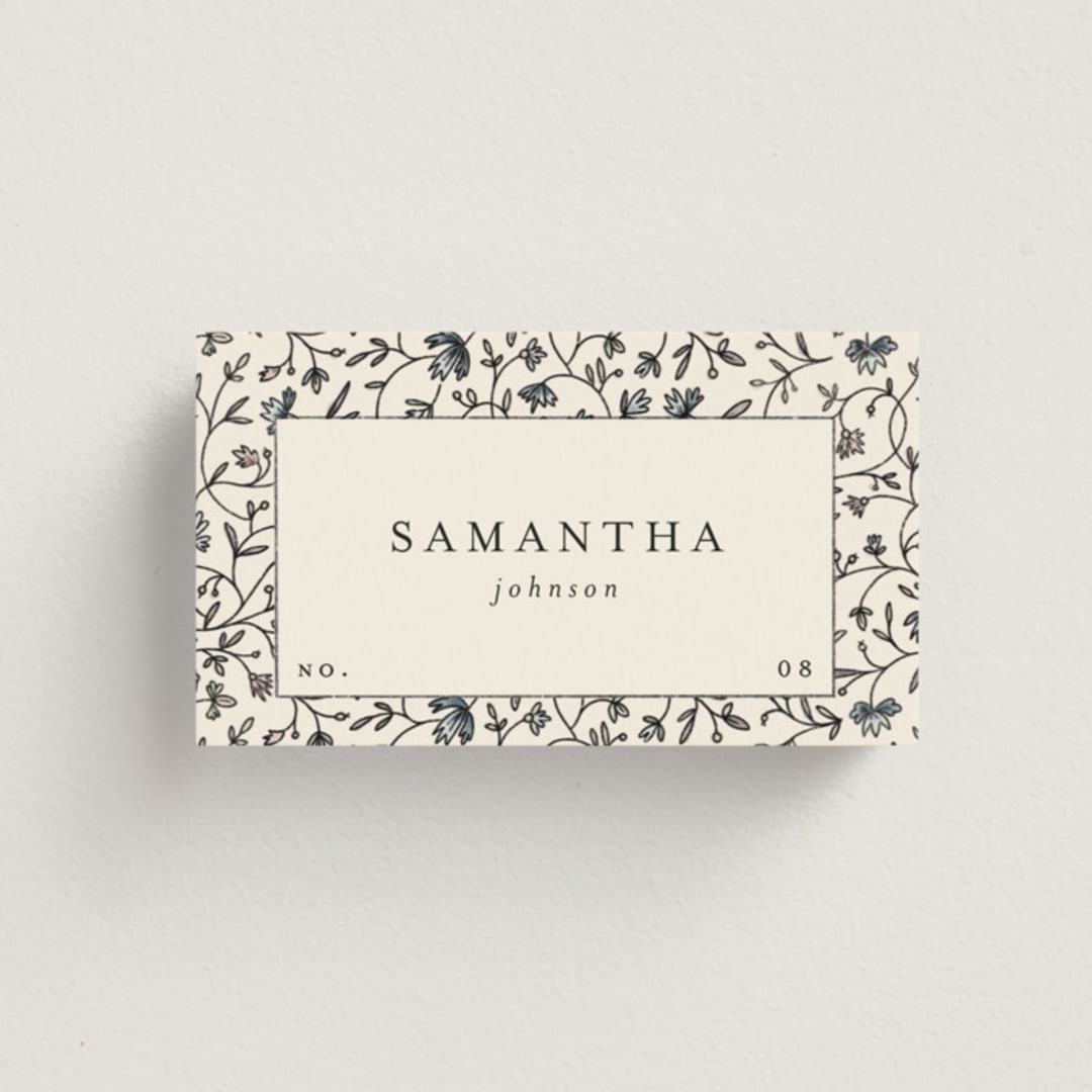 "Hansen" - Place Cards in Almond by Stephanie Hawkes - Front with Free Guest Printing