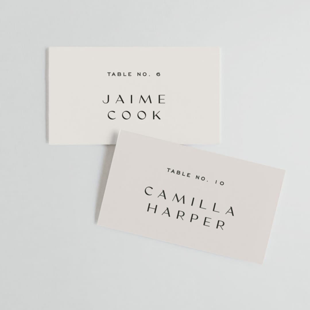 "Wine Label" - Place Cards in Stone by Owl and Toad - Front with Free Guest Printing