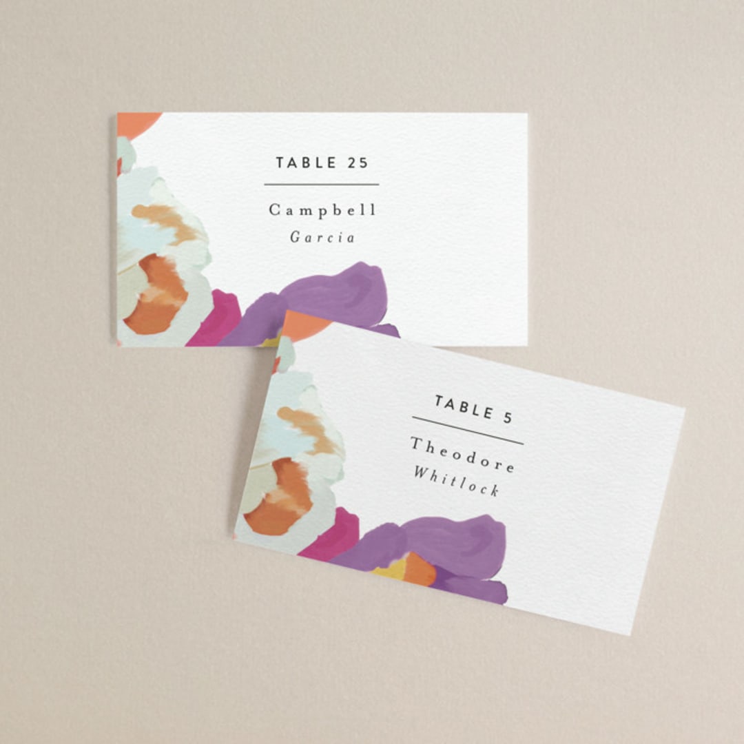 "Abstract Florals" - Place Cards in Bouquet by Maria Hilas-Louie - Front with Free Guest Printing