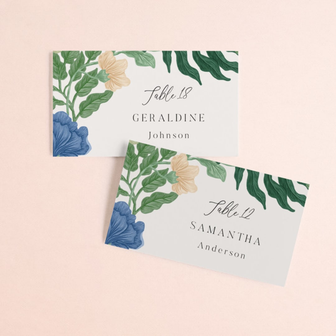 "Floral Garden" - Place Cards in Garden by Elly - Front with Free Guest Printing