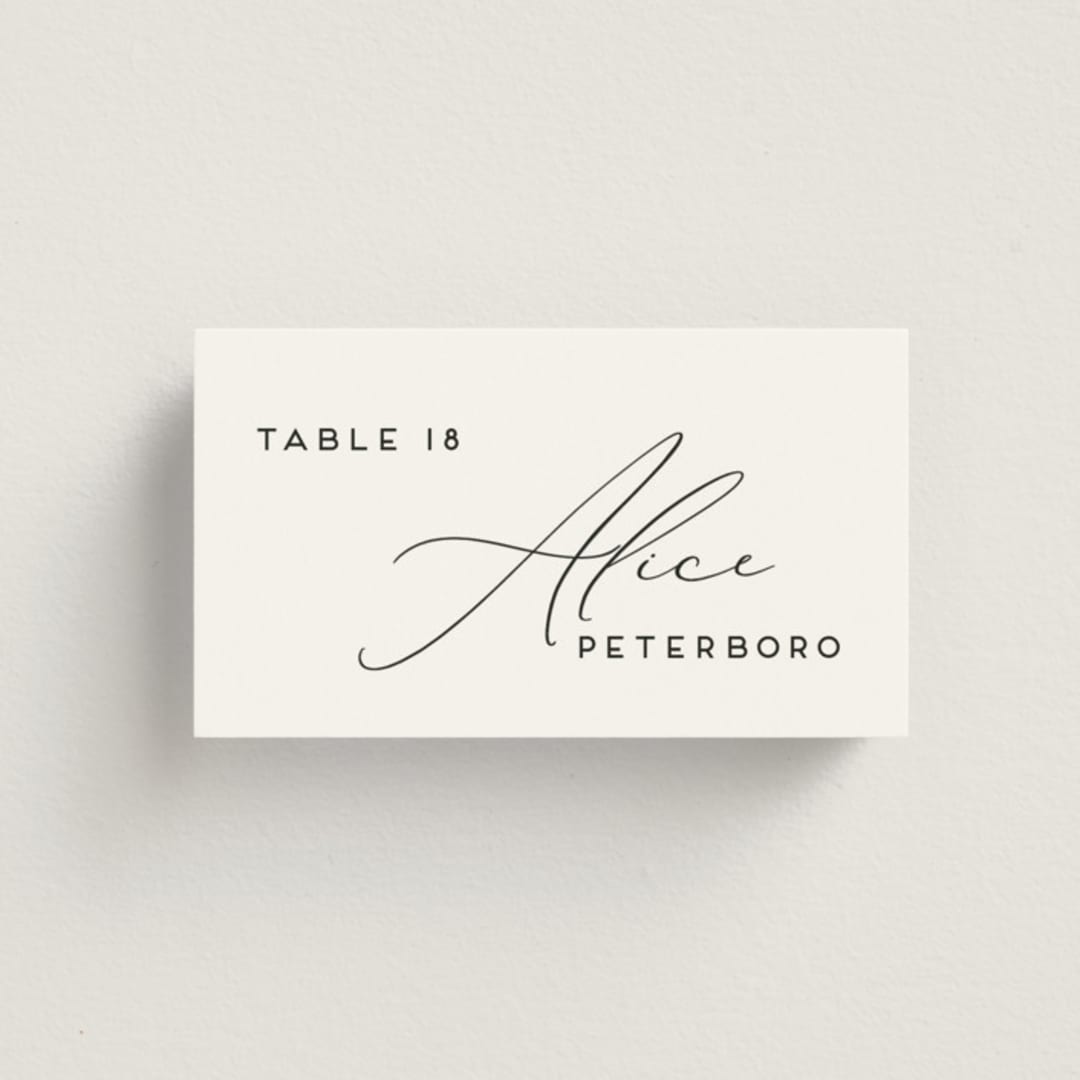 "the script" - Place Cards in Tuxedo by Genna Blackburn - Front with Free Guest Printing