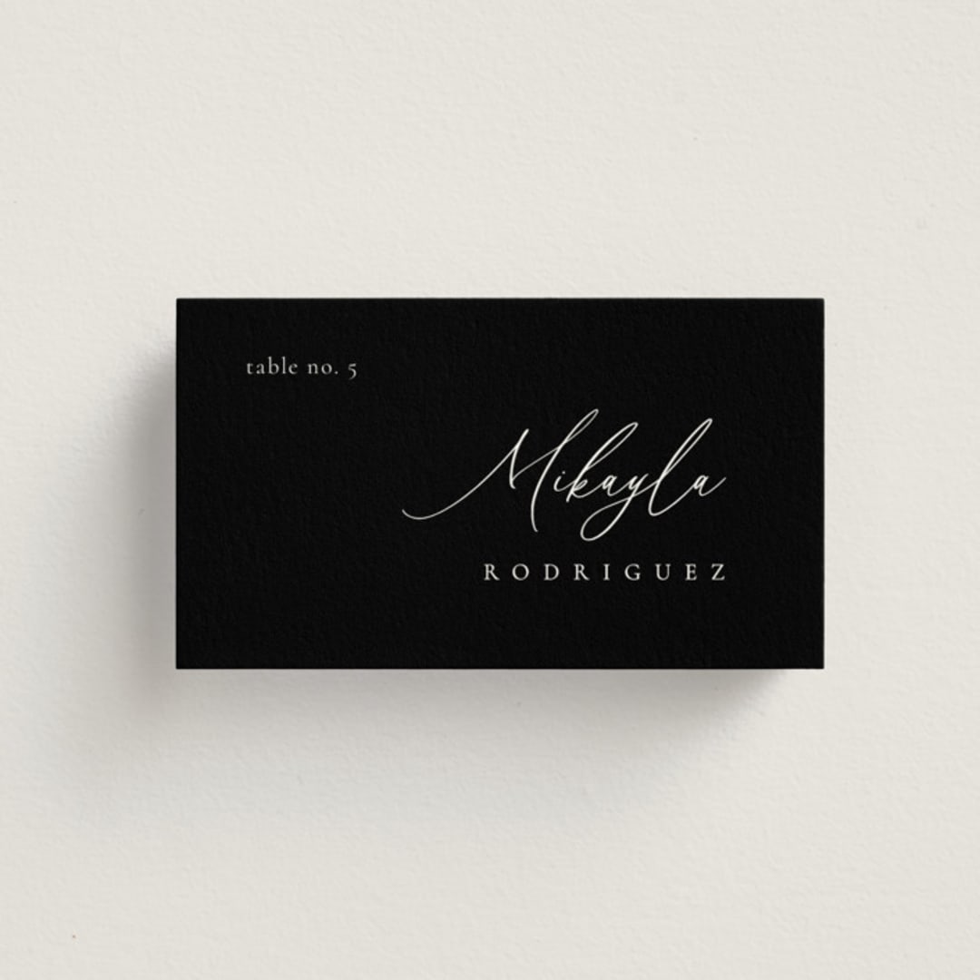 "Corner" - Place Cards in Midnight by Kelly Schmidt - Front with Free Guest Printing