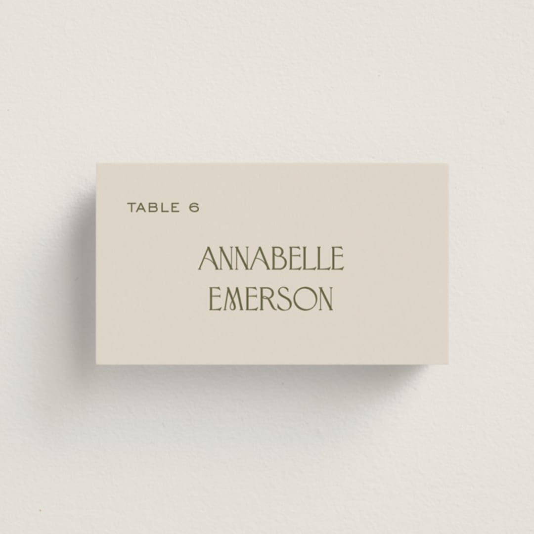 "Eisin" - Place Cards in Vanilla Bean by Pati Cascino - Front with Free Guest Printing