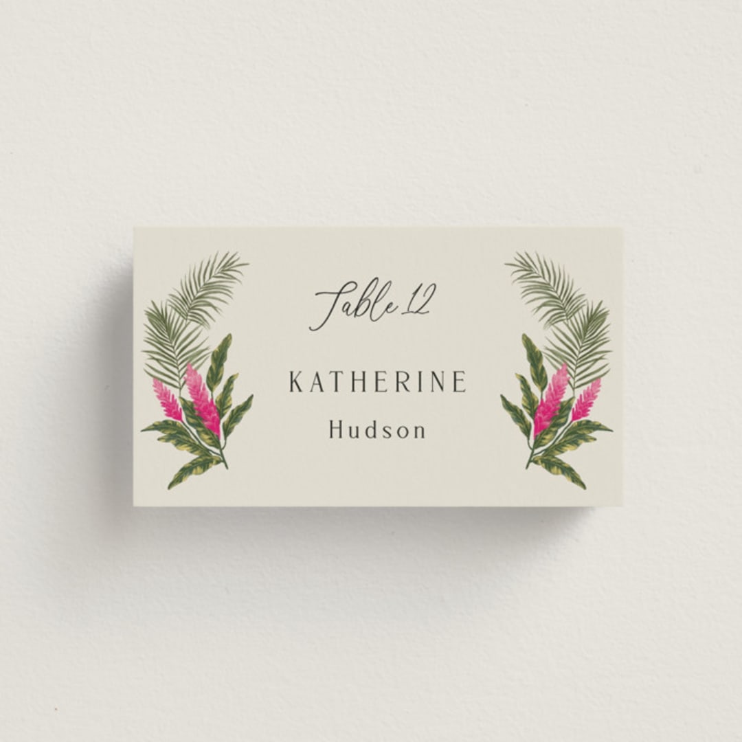 "Tropical garden" - Place Cards in Lime by Elly - Front with Free Guest Printing