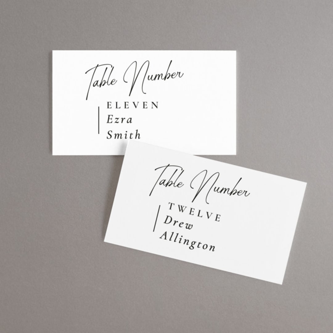 "Opera" - Place Cards in Tuxedo by Jackie Mangiolino - Front with Free Guest Printing