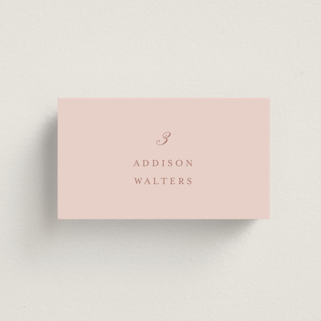 "Charleston" - Place Cards in Blush by Megan Davis - Front with Free Guest Printing