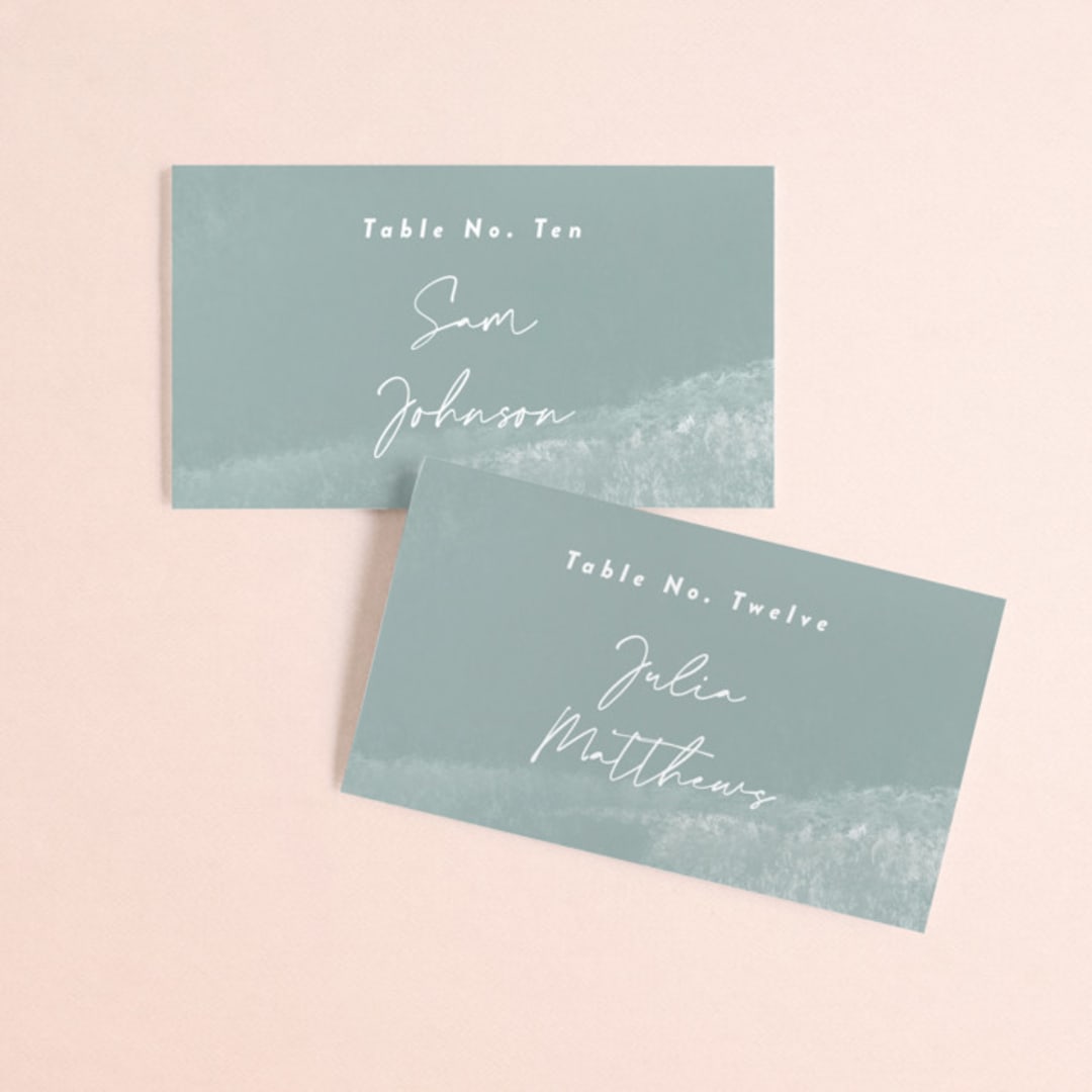 "Seaside" - Place Cards in Seaglass by Rebecca Durflinger - Front with Free Guest Printing