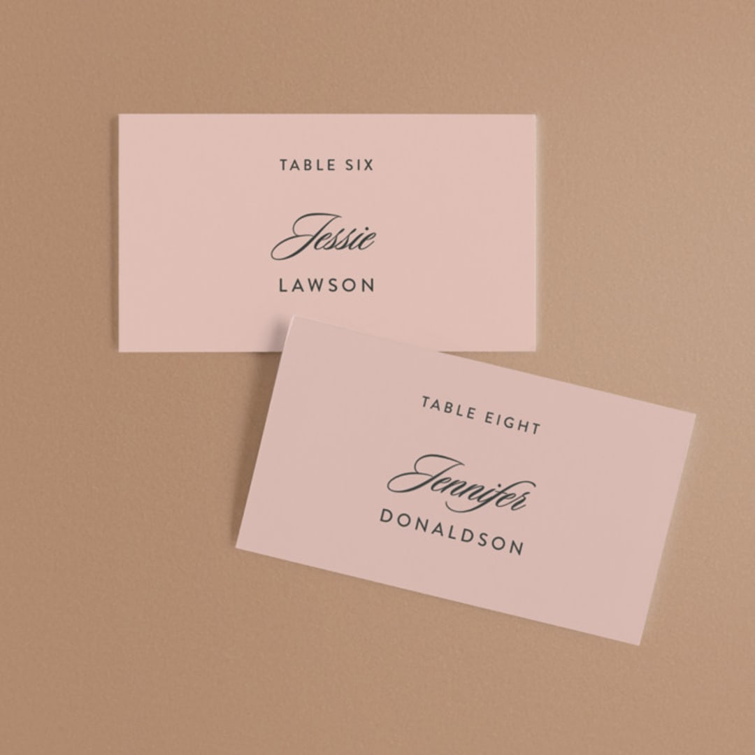 "Modern Squares" - Place Cards in Flamingo by FRANI - Front with Free Guest Printing