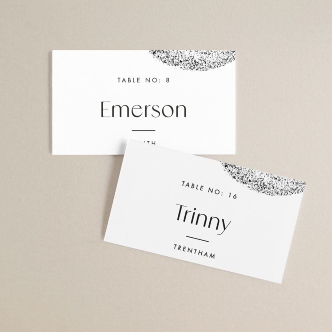 "Forever" - Place Cards in Ink by Blustery August - Front with Free Guest Printing