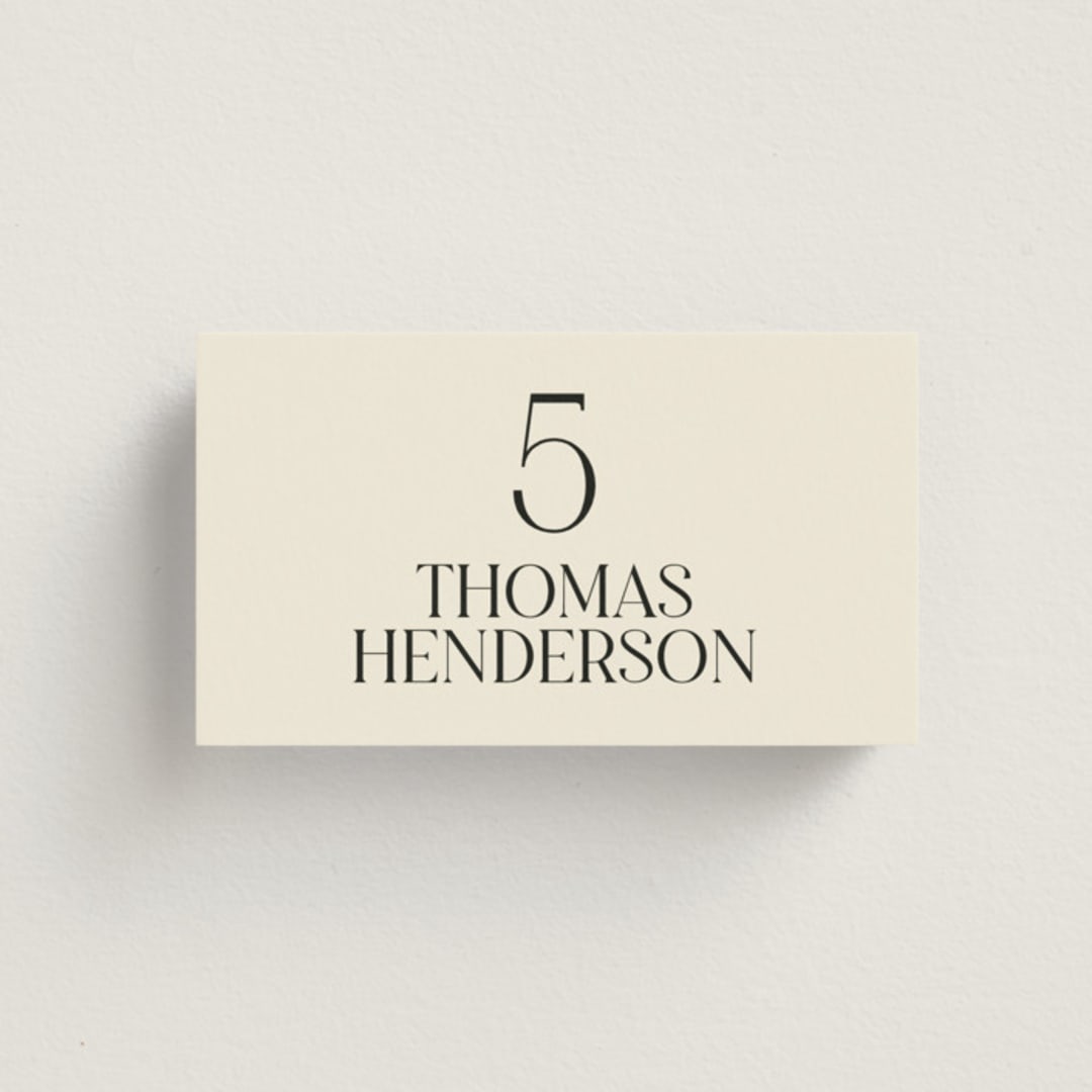 "Floral Emblem" - Place Cards in Cream by Baumbirdy - Front with Free Guest Printing