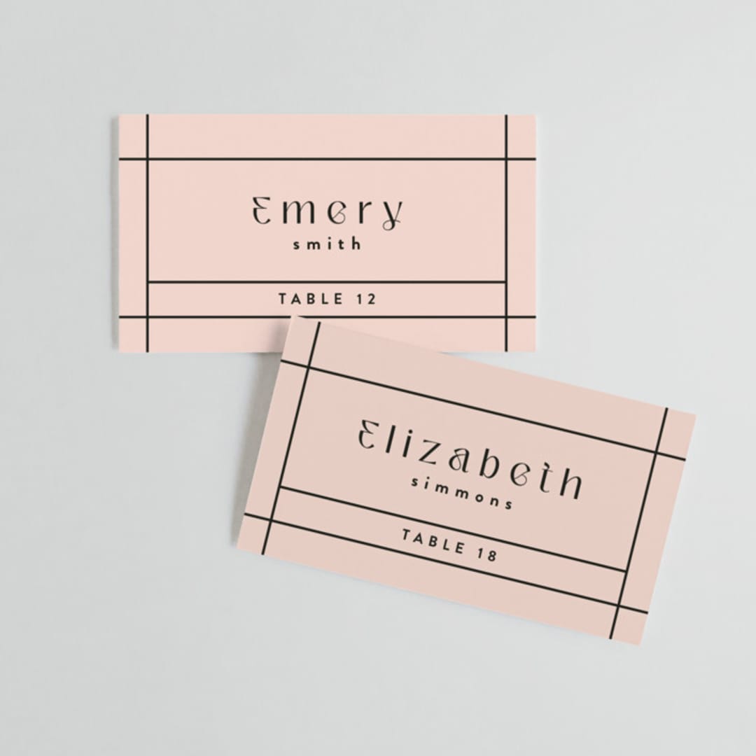 "The Grid" - Place Cards in Rosebud by Mansi Verma - Front with Free Guest Printing