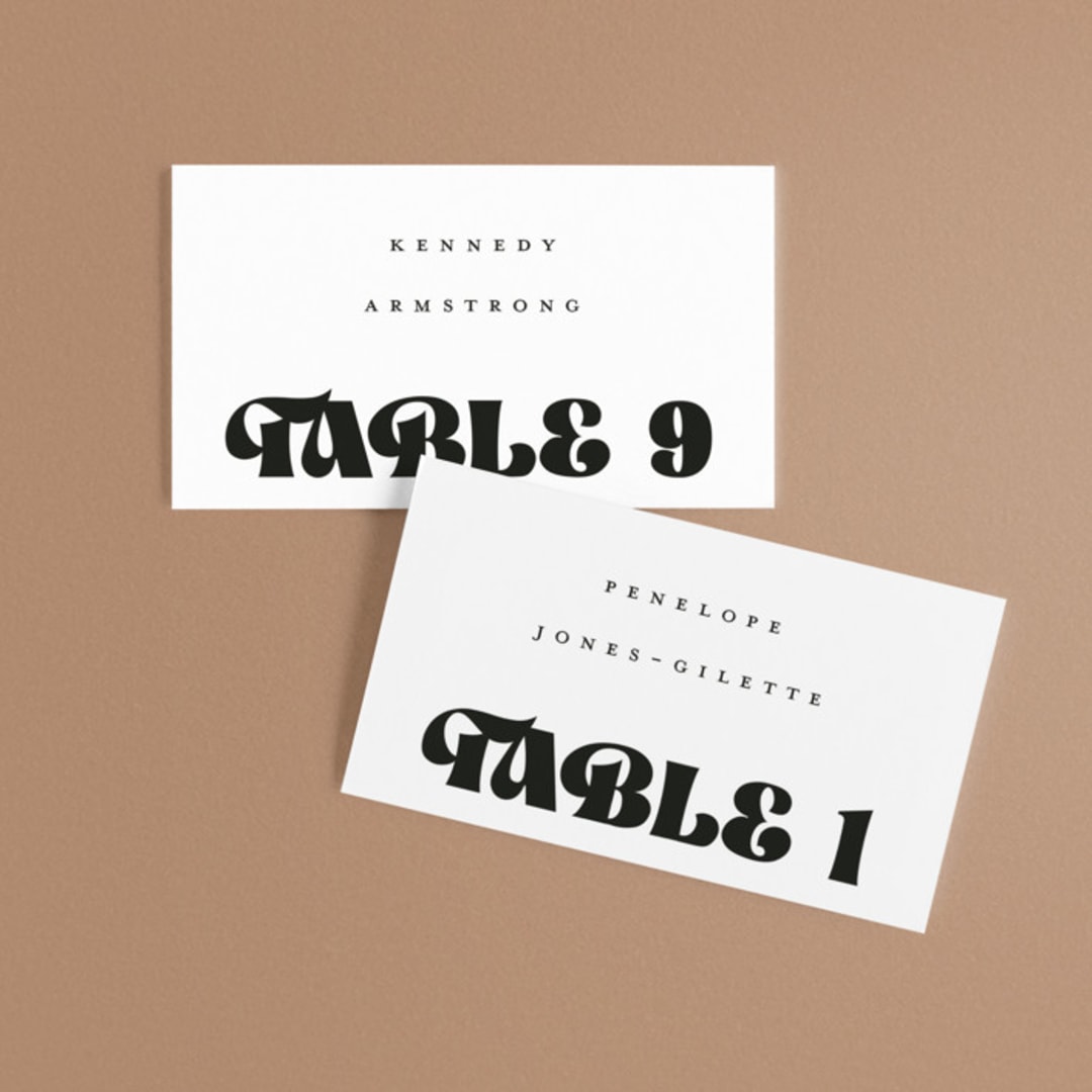 "boba" - Place Cards in Onyx by Up Up Creative - Front with Free Guest Printing
