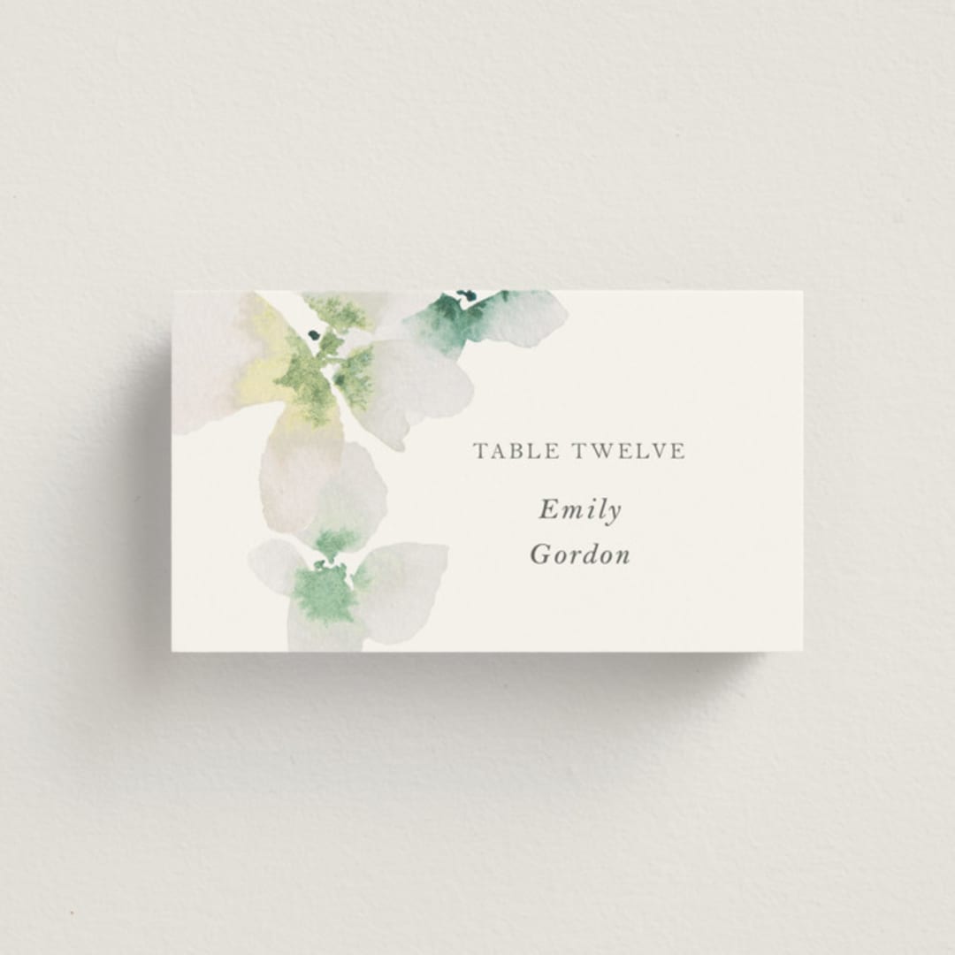 "Whispered" - Place Cards in Springtime by Design Lotus - Front with Free Guest Printing
