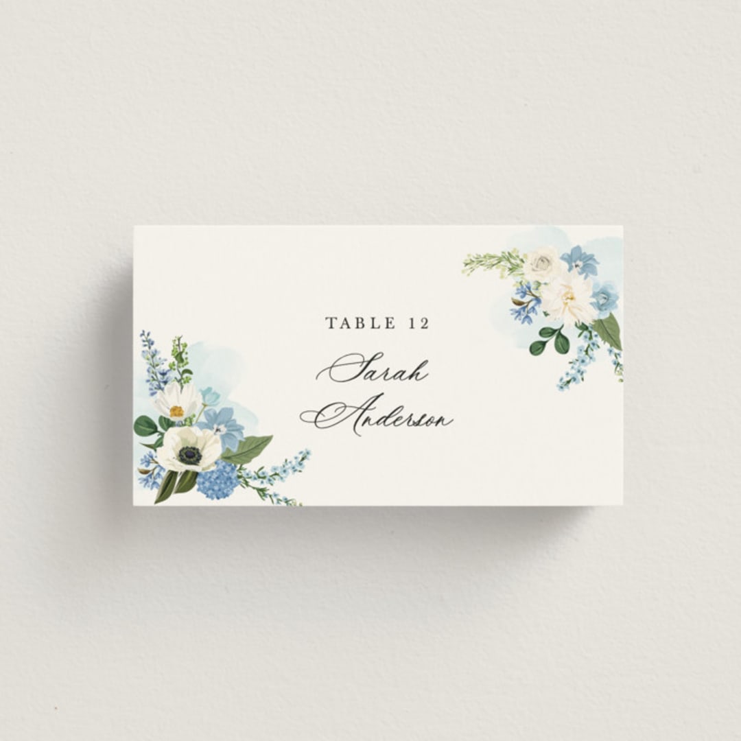 "Disney's Cinderella Fairytale" - Place Cards in Bluebell by Susan Moyal - Front with Free Guest Printing