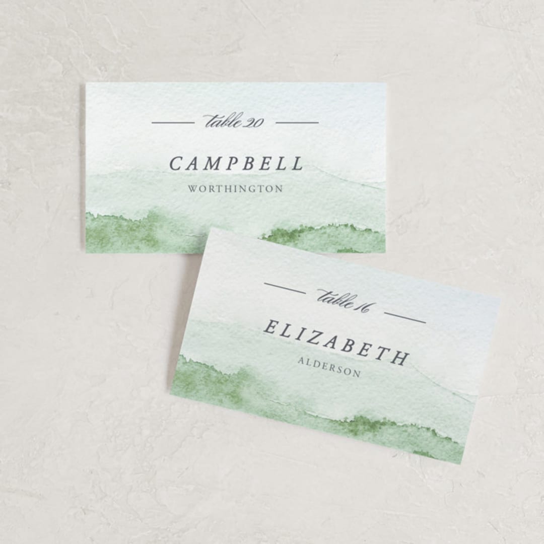 "mountain wedding" - Place Cards in Summer by Anastasia Makarova - Front with Free Guest Printing