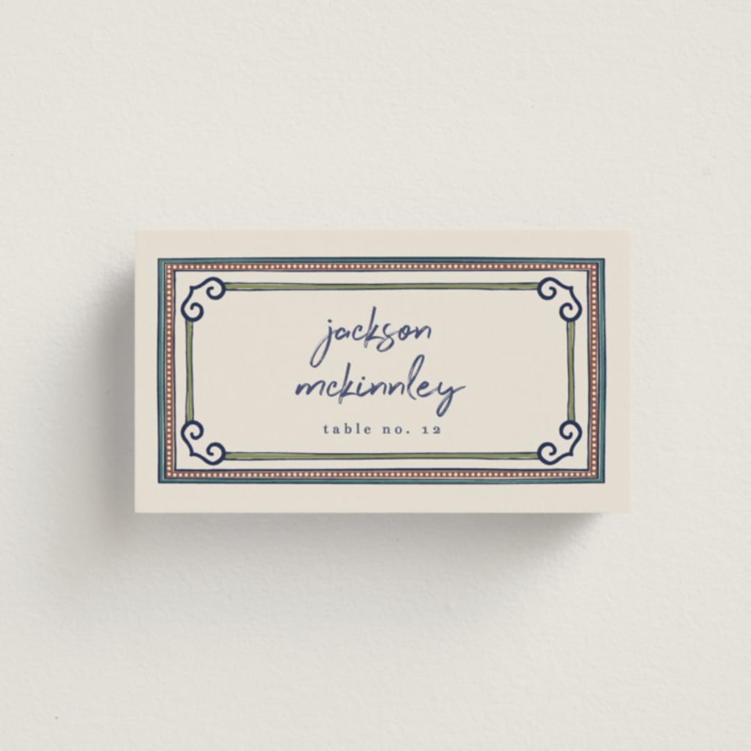 "Vase" - Place Cards in Neptune by Kelly Watkins - Flat with Guest Name Printing