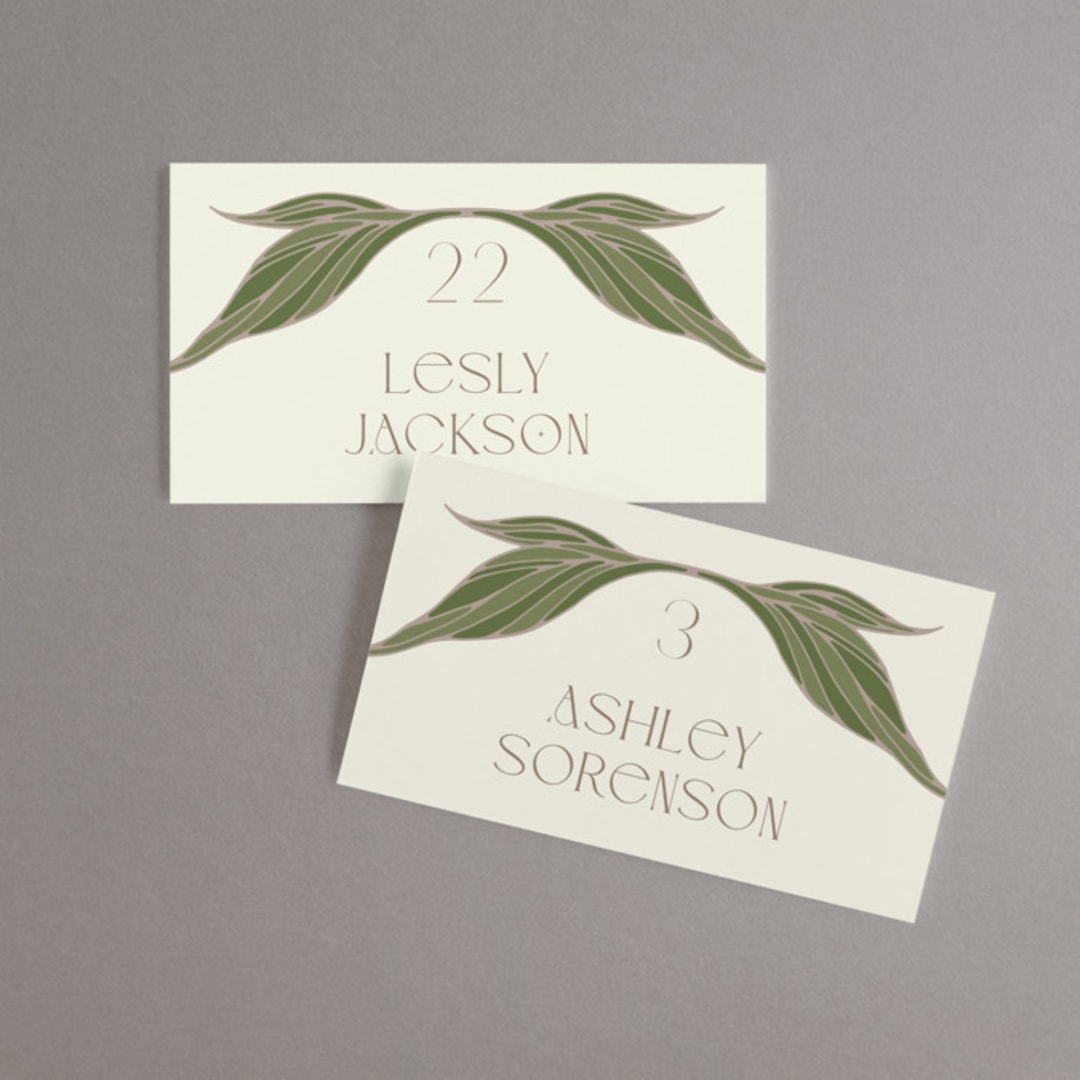 "1081" - Place Cards in Blush by GeekInk Design - Front with Free Guest Printing