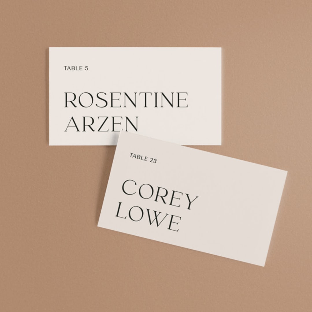 "Convergence" - Place Cards in Cream by Annie Lowe - Front with Free Guest Printing