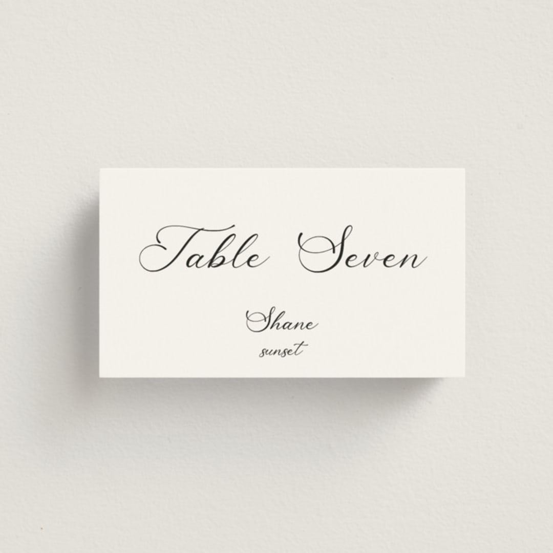 "Poem" - Place Cards in Snow by Maja Cunningham - Front with Free Guest Printing