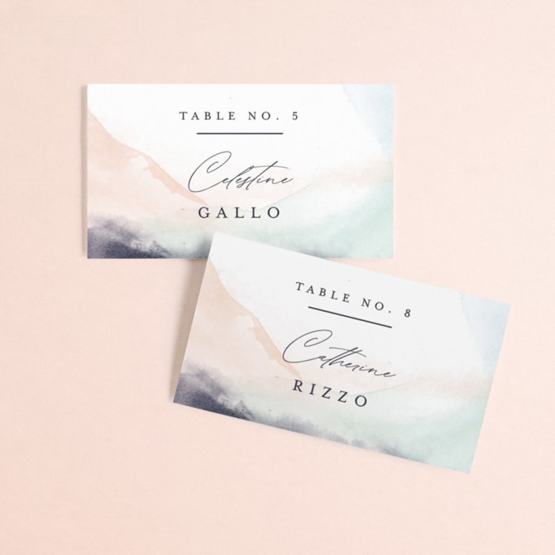 "One Path" - Place Cards in Beach by Pixel and Hank - Front with Free Guest Printing