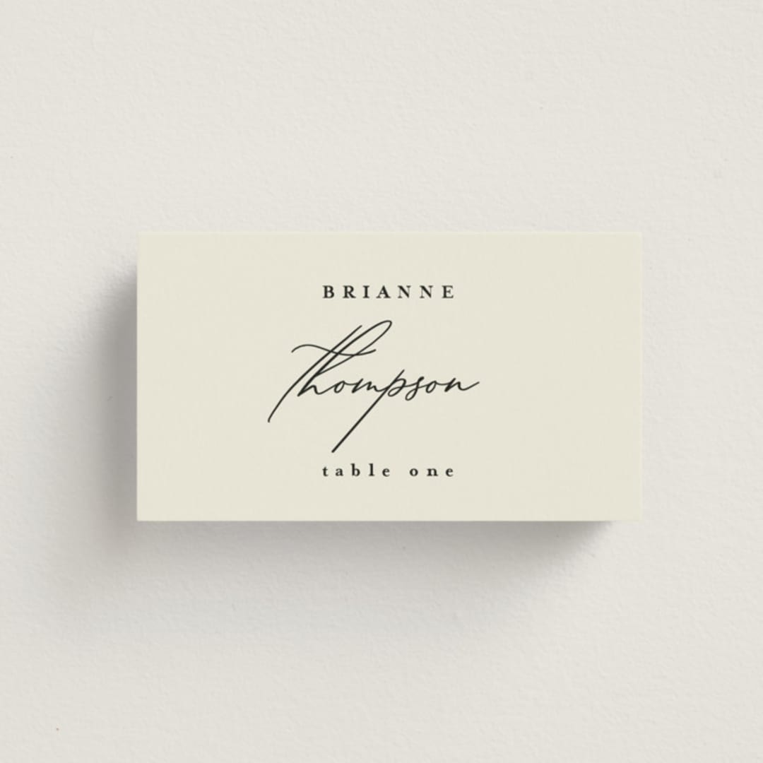 "Love and Faith" - Place Cards in Vanilla by Louise Kay - Front with Free Guest Printing