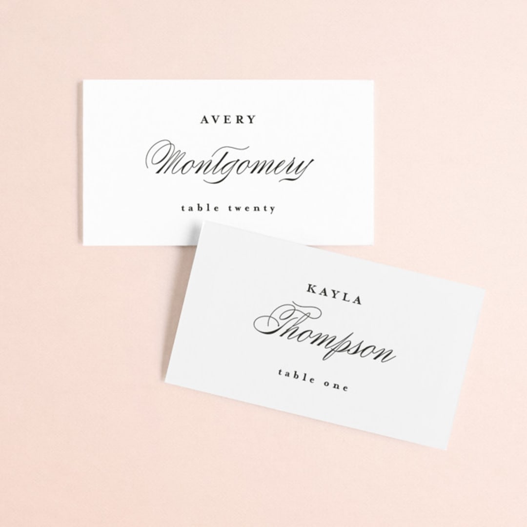 "Everything Love" - Place Cards in Ebony by Louise Kay - Front with Free Guest Printing