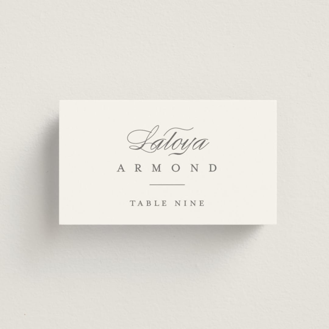 "Crawford" - Place Cards in Ivory by Amy Kross - Front with Free Guest Printing