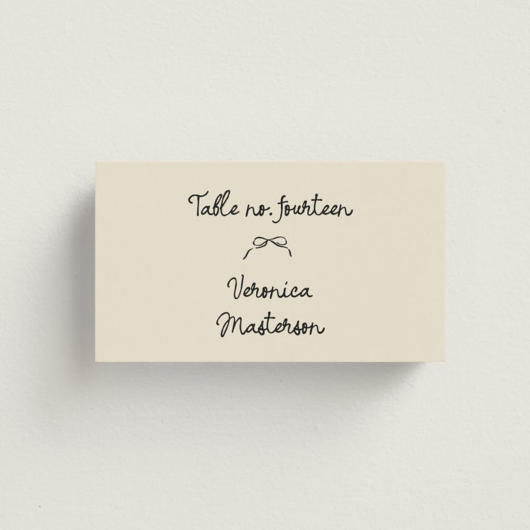 "Inkwoven" - Place Cards in Tuxedo by Jelena Vuletic - Front