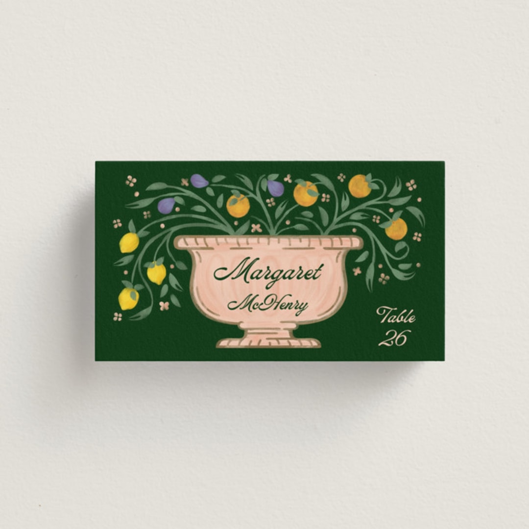"Bountiful" - Place Cards in Verde by Paper Sun Studio - Front with Free Guest Printing