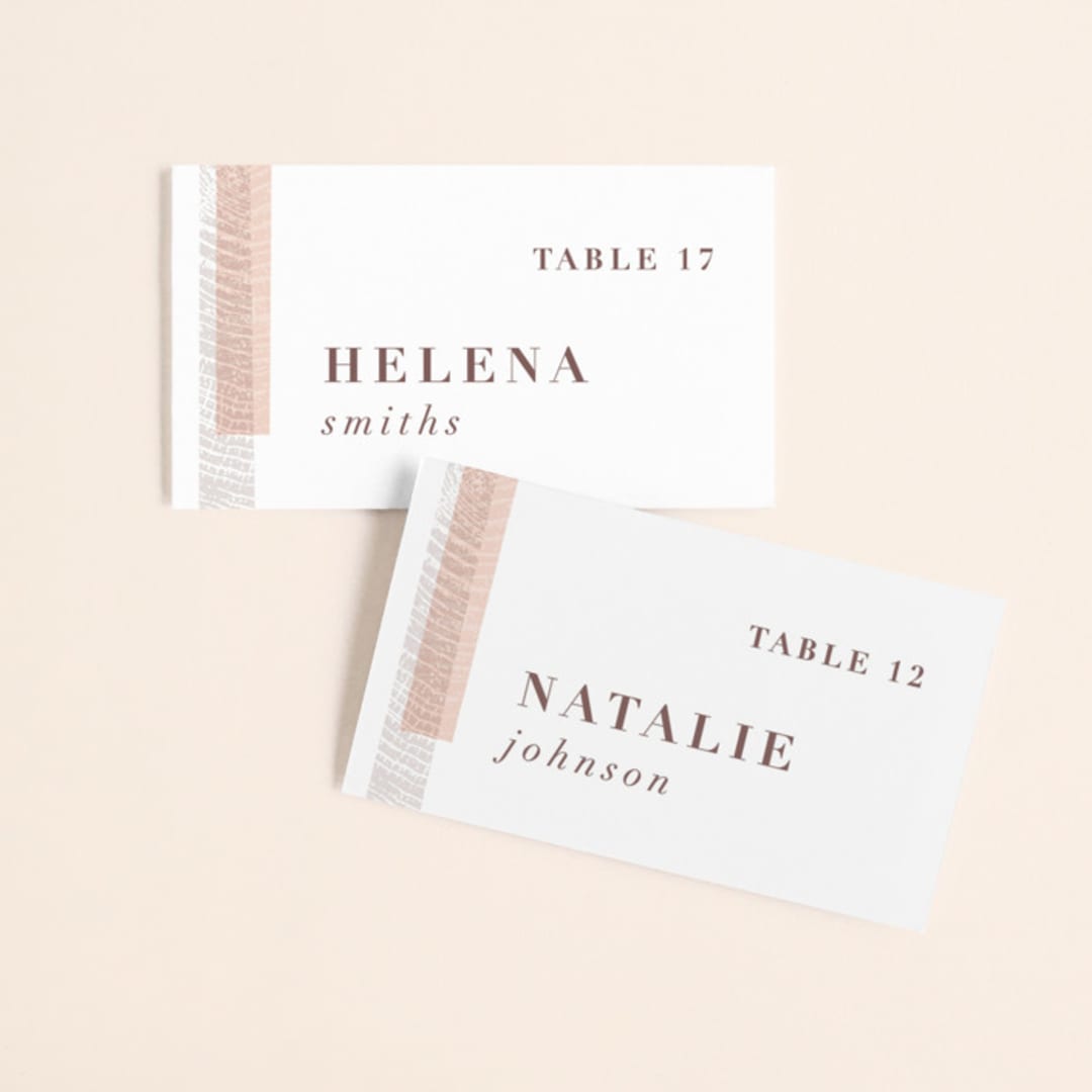 "engrained" - Place Cards in Blossom by Robin Ott - Front with Free Guest Printing