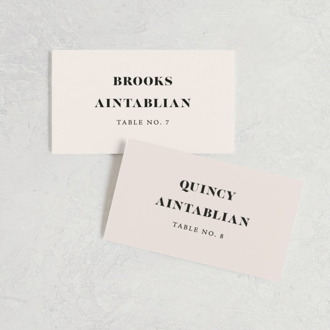 "Finally" - Place Cards in Ivory by Up Up Creative - Front with Free Guest Printing