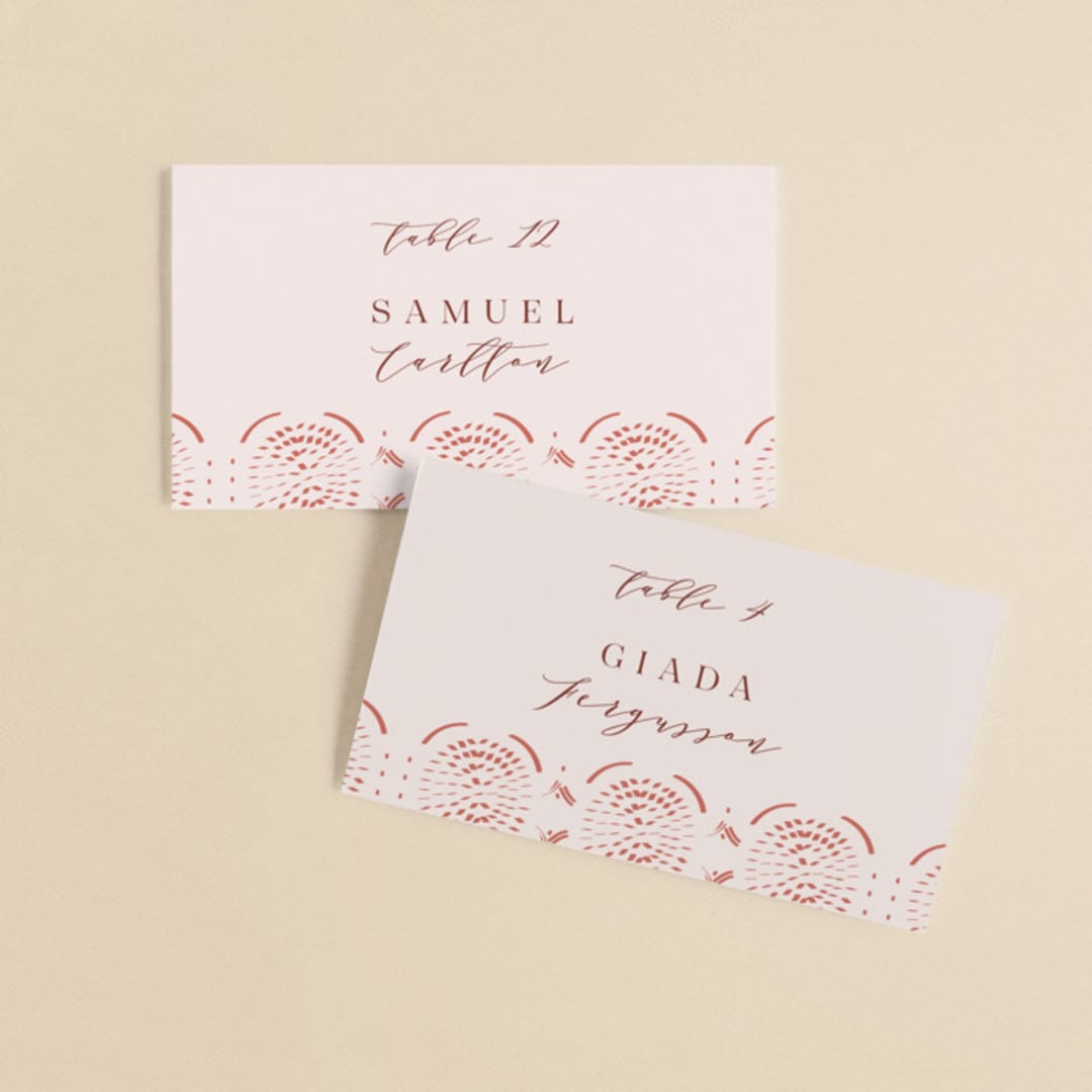 "Terracotta" - Place Cards in Rust by Kanika Mathur - Front with Free Guest Printing