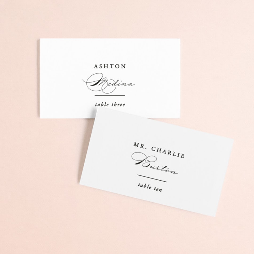 "Together With You" - Place Cards in Noir by Kimberly FitzSimons - Front with Free Guest Printing