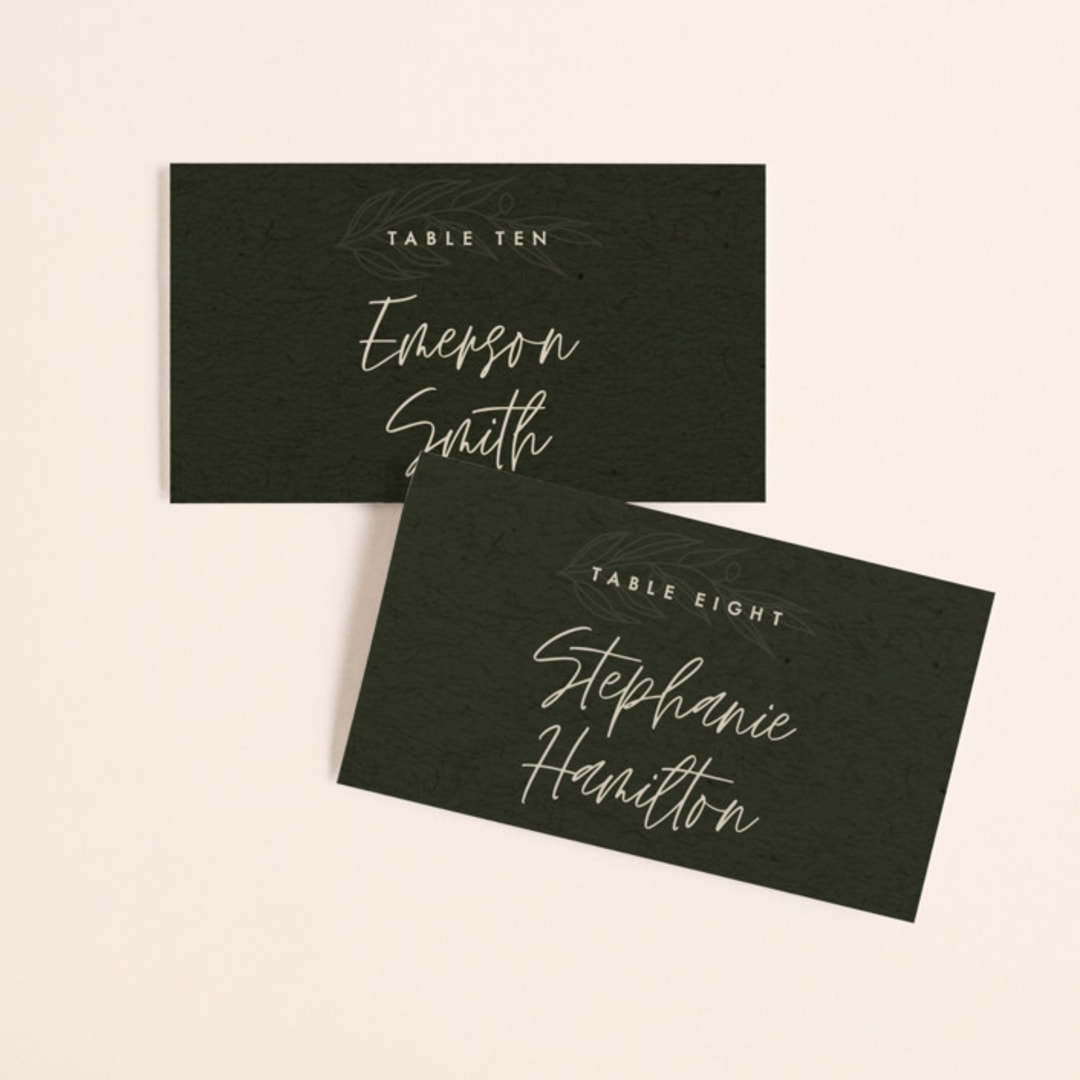 "delicate seal" - Place Cards in Olive by Lindsay Stetson Thompson - Front with Free Guest Printing