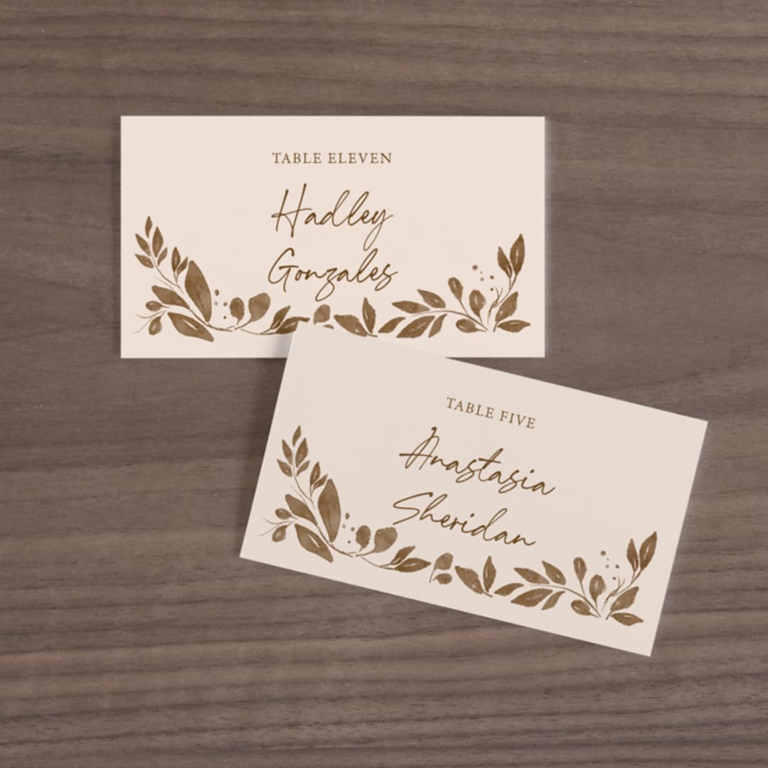 "Painterly Florals" - Place Cards in Scarlet by Vivian Yiwing - Front with Free Guest Printing