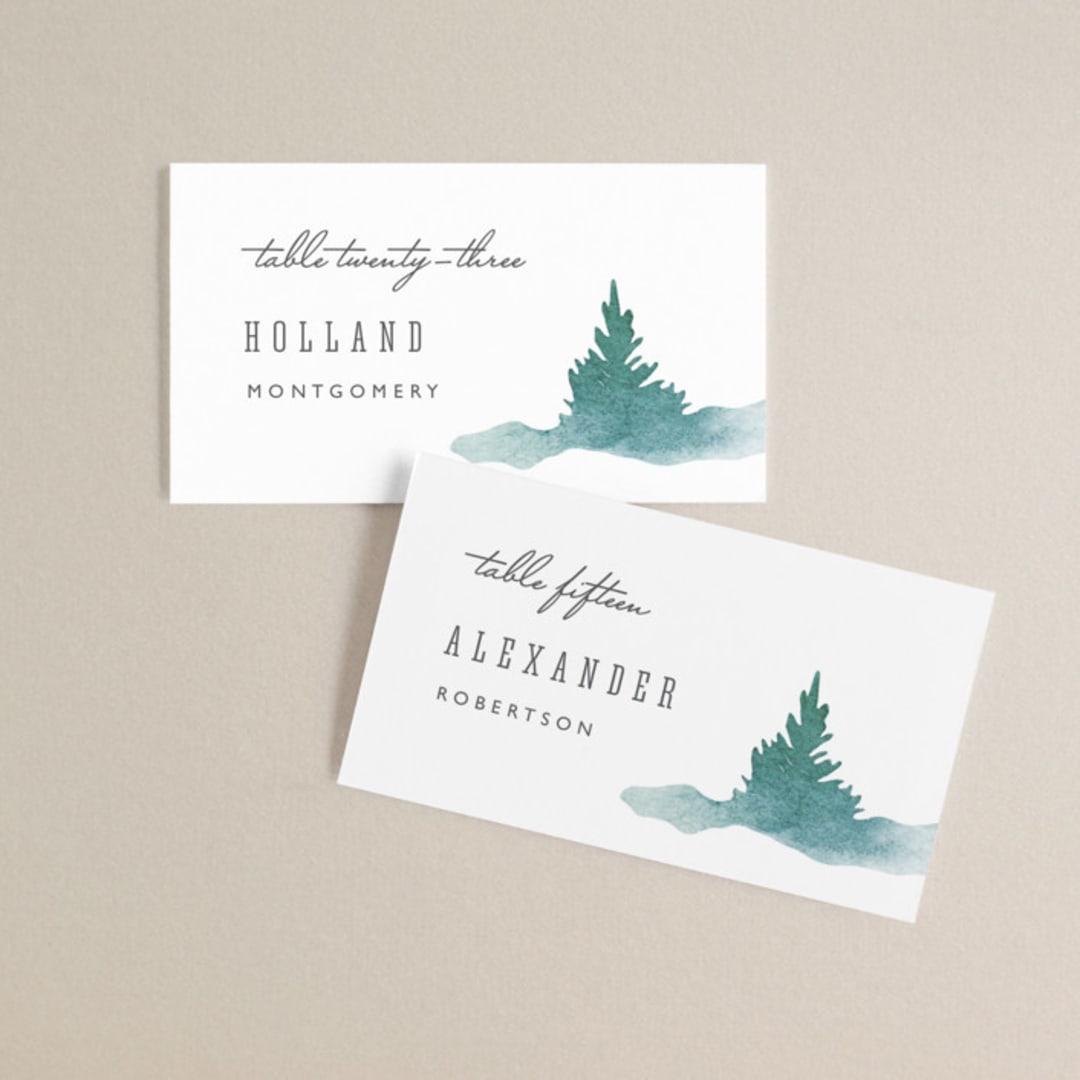 "Forest air" - Place Cards in Forest by Yuliya Evseeva - Front with Free Guest Printing