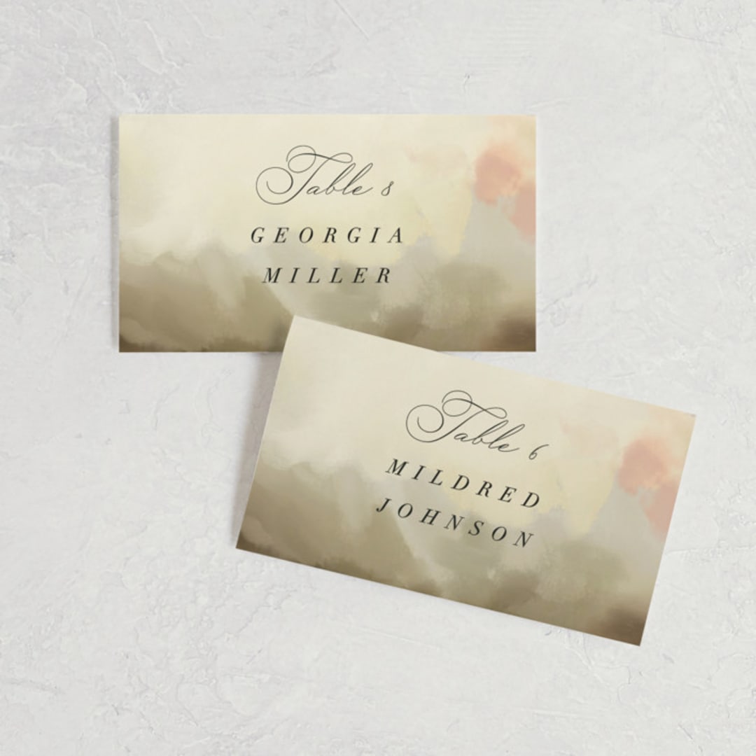 "Pastel Sky" - Place Cards in Moss by Hannah Williams - Front with Free Guest Printing