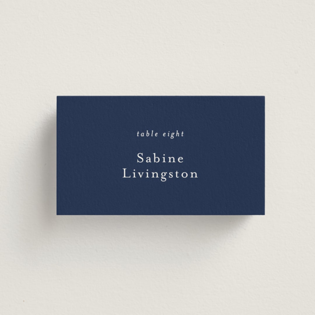 "brushstrokes in bloom" - Place Cards in Indigo by Angela Marzuki - Front with Free Guest Printing