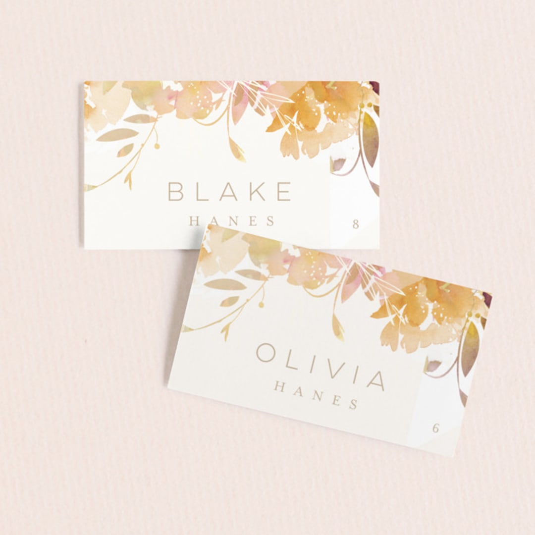 "garden" - Place Cards in Peach by Lori Wemple - Front with Free Guest Printing
