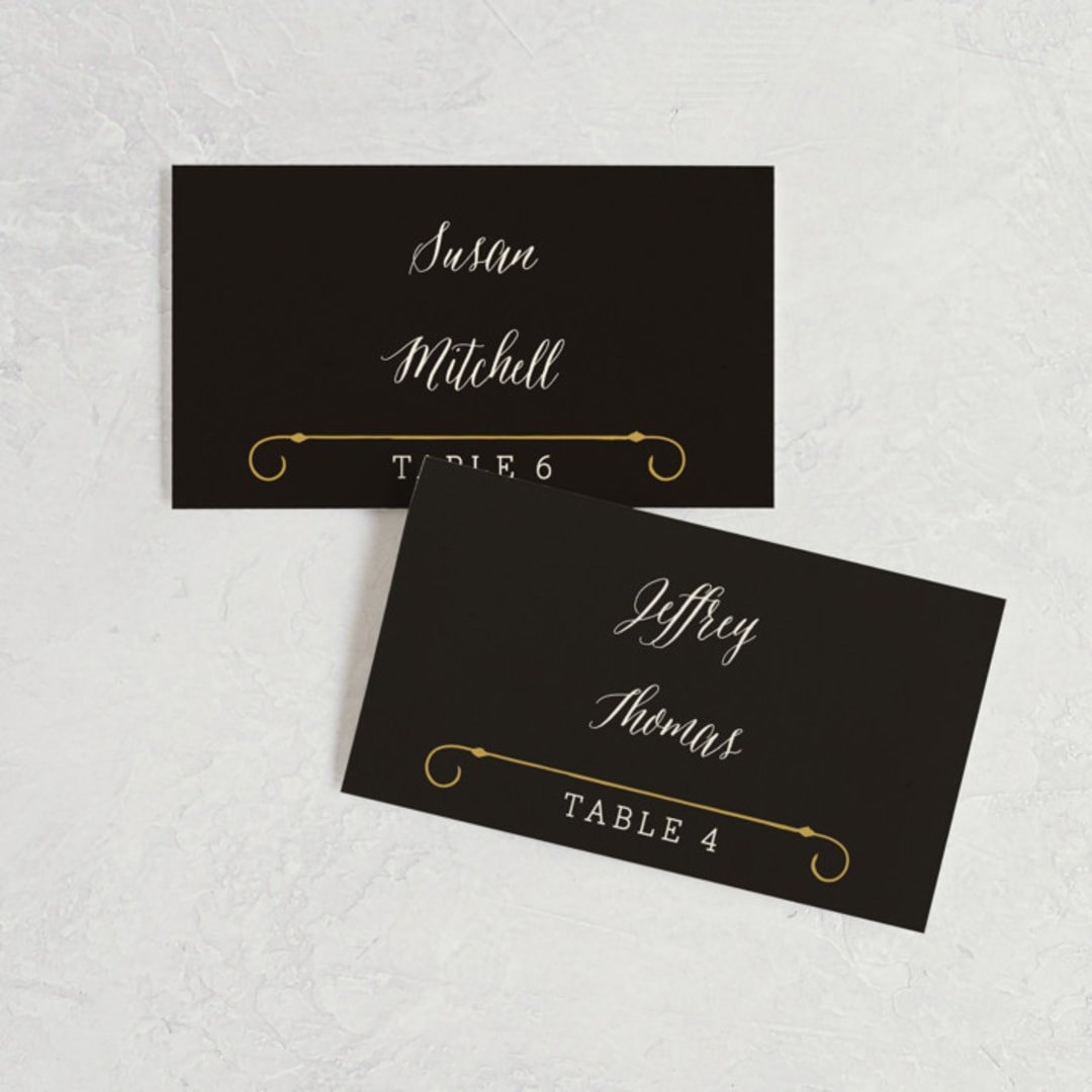 "Inked" - Place Cards in Honey Bee by GeekInk Design - Front with Free Guest Printing