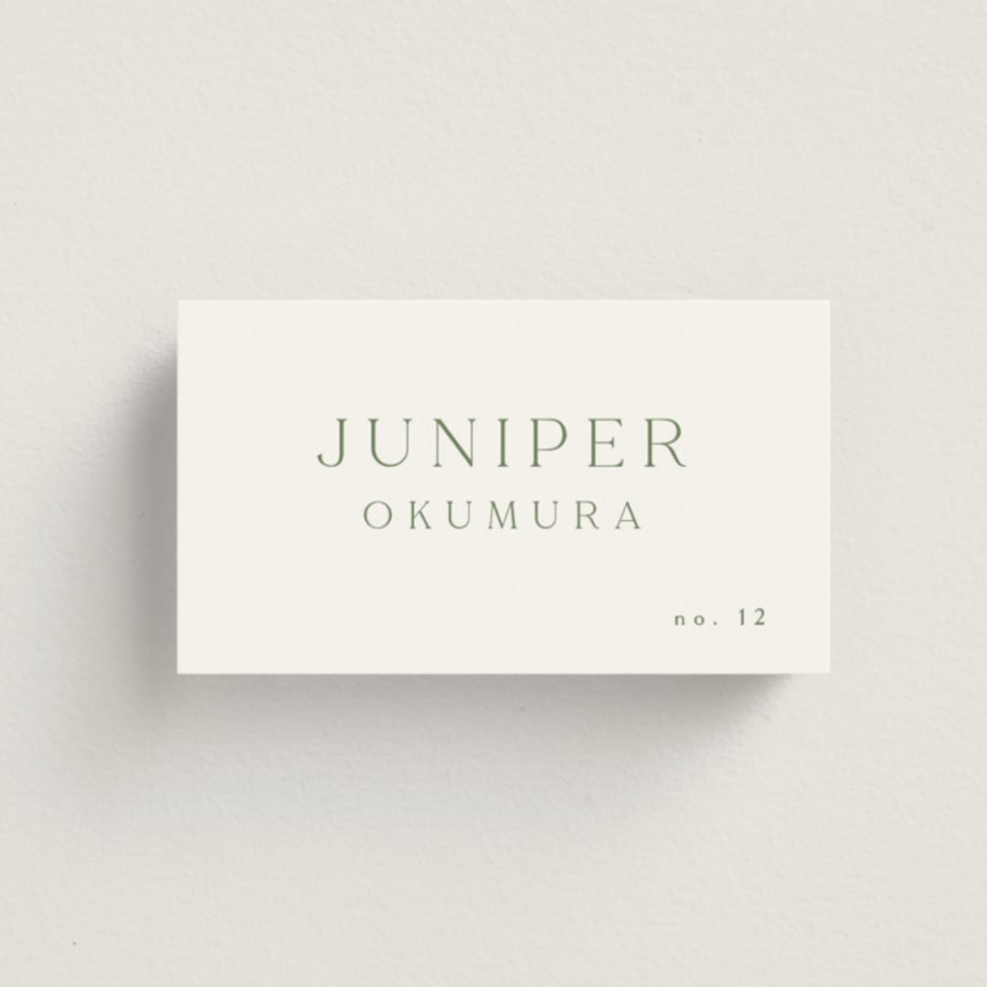 "Victoria" - Place Cards in Clover by Kelly Schmidt - Front with Free Guest Printing