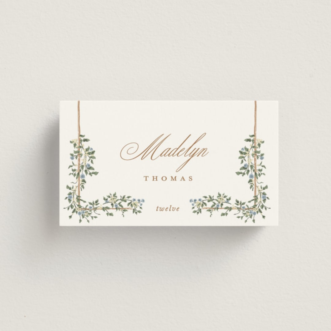"Arbour" - Place Cards in Lake by Leah Bisch - Front with Free Guest Printing