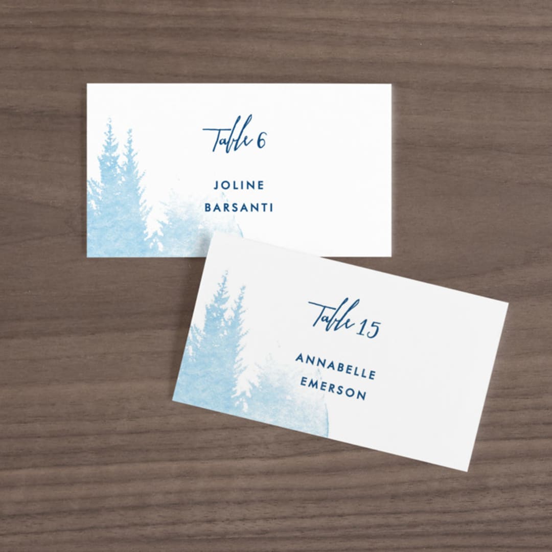 "misty forest" - Place Cards in Navy by Ariel Rutland - Front with Free Guest Printing