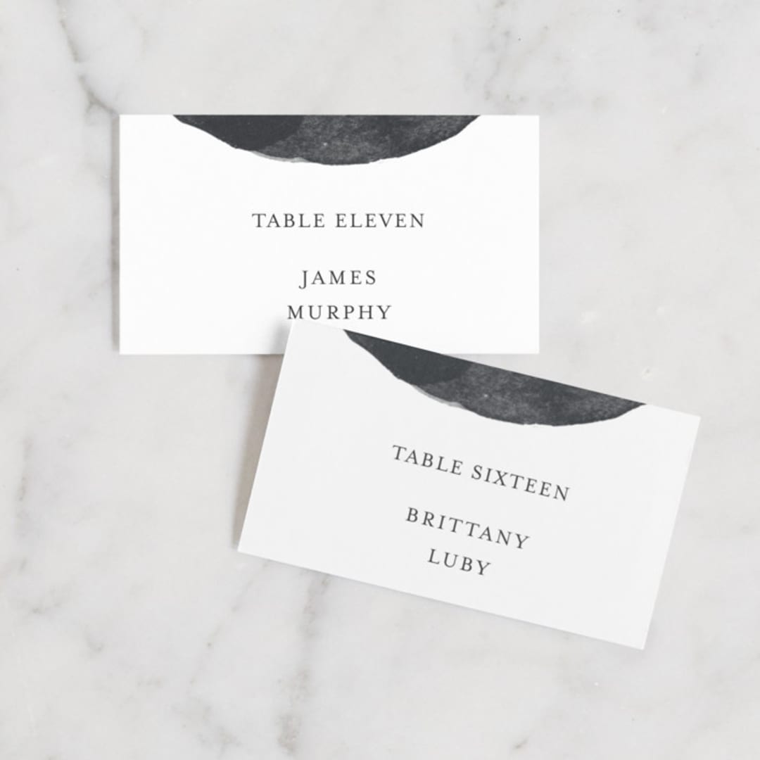 "blithe" - Place Cards in Charcoal by Design Lotus - Front with Free Guest Printing