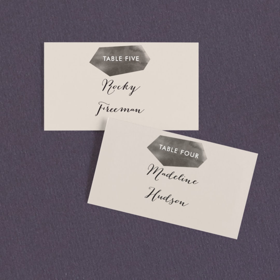"love is strong" - Place Cards in Onyx by Aspacia Kusulas - Front with Free Guest Printing