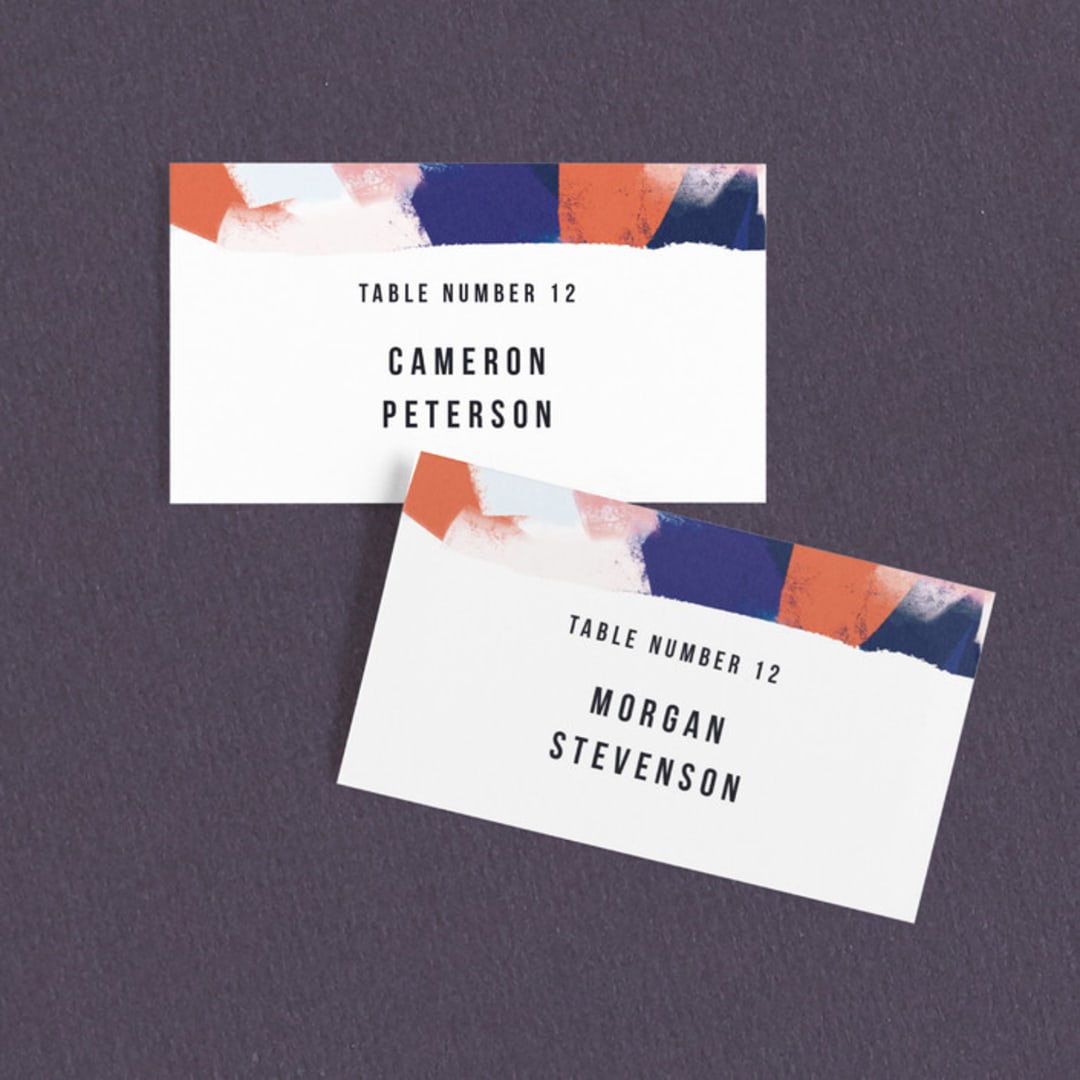 "Happy Day" - Place Cards in Carnival by Angela Marzuki - Front with Free Guest Printing