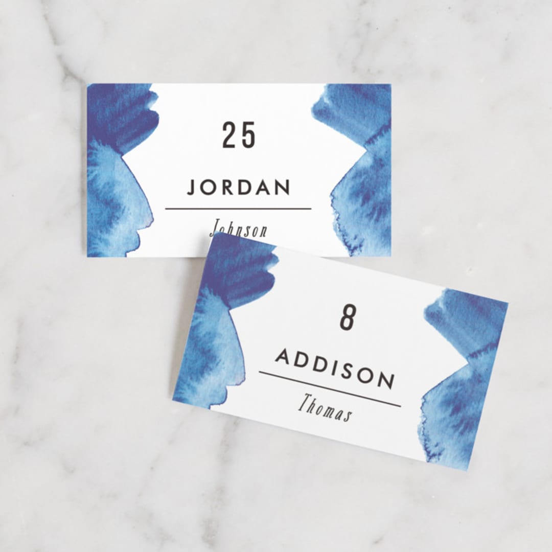 "Modern Water" - Place Cards in Celestial by Olivia Raufman - Front with Free Guest Printing