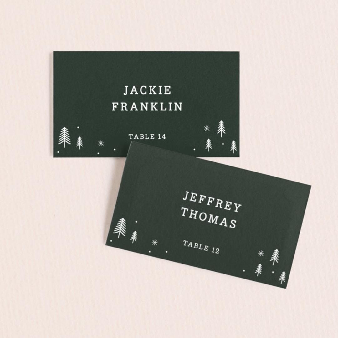 "Adventurous" - Place Cards in Forest by Sarah Brown - Front with Free Guest Printing