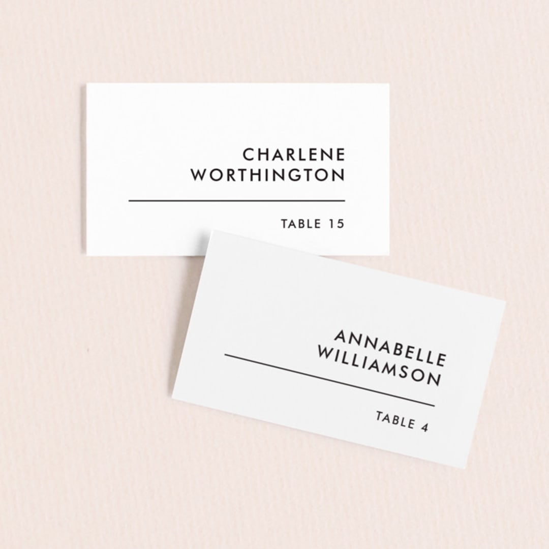 "Slanted" - Place Cards in Noir by Drango Design - Front with Free Guest Printing