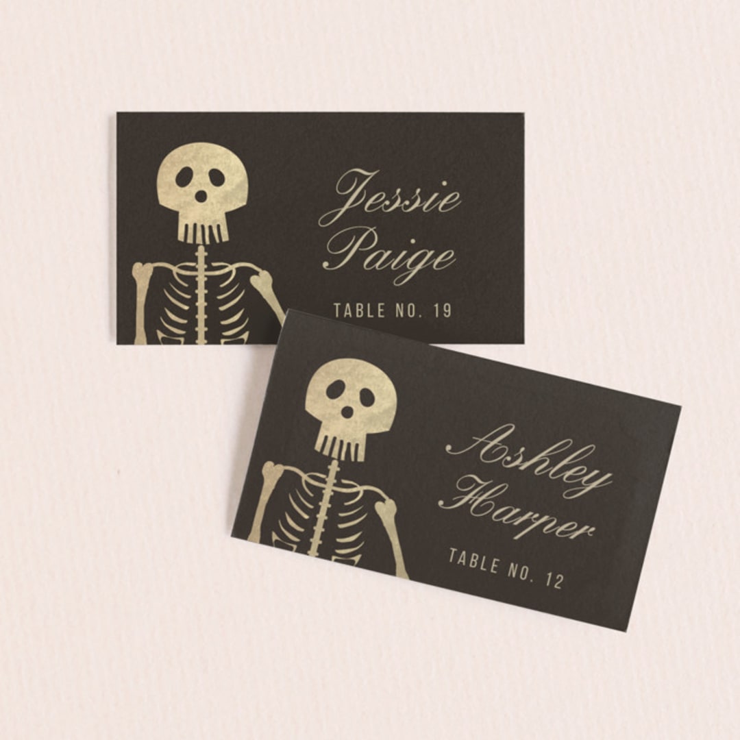 "Until Death" - Place Cards in Golden by Katie Zimpel - Front with Free Guest Printing